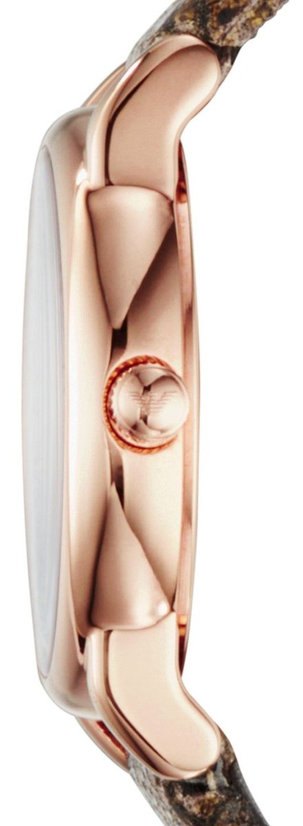 Emporio Armani Classic Women`s Rose Gold Dial Leather Band Watch - AR1813